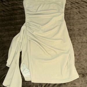 Elegant Strapless Mini Dress in Light Blue